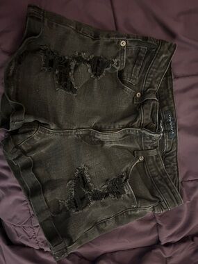 Aeropostale Black Distressed Denim Shorts